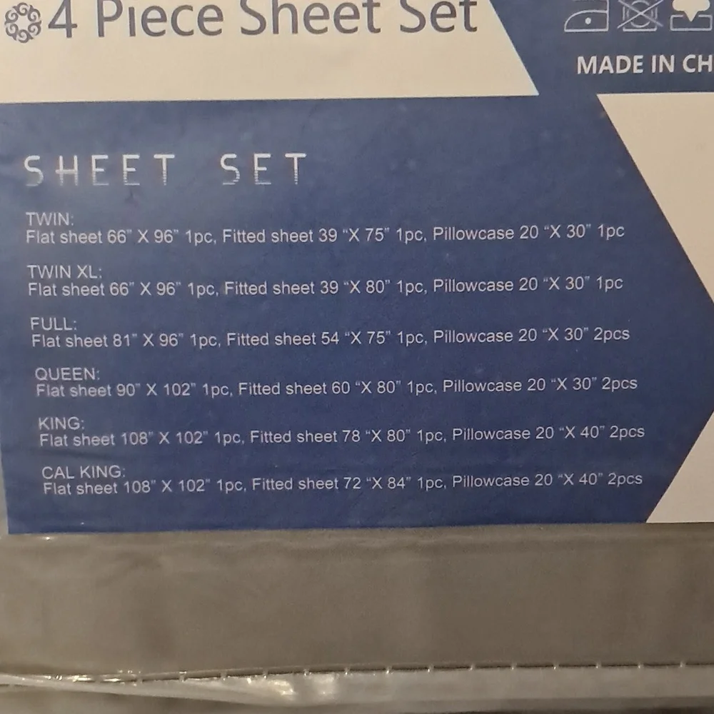 NWT Stylish Prints GRAY 4-Piece Sheet Set KING SZ